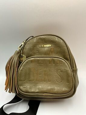 Steve Madden Mini Backpack Olive with Tassel Charm